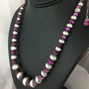 Graduated Sugilite Sterling Necklace Unisex 19"
